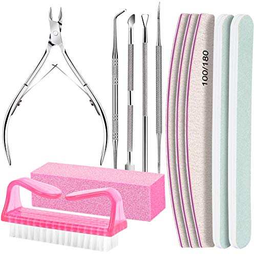 FANDAMEI Nail Care Tool Kit, Nail Files 100/180, Nail Buffer Block, Cuticle Nippers, Cuticle Trimmer, Cuticle Pusher, Nail Lifter for Ingrown Toenails, Nail Tools, Nail Kit, Pedicure & Manicure Tools