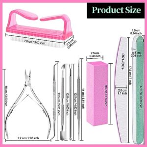 FANDAMEI Nail Care Tool Kit, Nail Files 100/180, Nail Buffer Block, Cuticle Nippers, Cuticle Trimmer, Cuticle Pusher, Nail Lifter for Ingrown Toenails, Nail Tools, Nail Kit, Pedicure & Manicure Tools