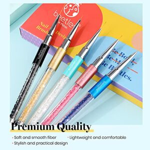 Beetles Gel Polish Nail Art Liner Brushes 5Pcs Painting Art Design Pen Set Diamond Application Rhinestone Handle Dotting Drawing Sizes 5 7 9 11 20mm Nail Art Design Gift for Women