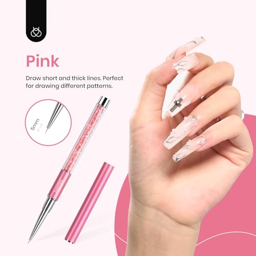 Beetles Gel Polish Nail Art Liner Brushes 5Pcs Painting Art Design Pen Set Diamond Application Rhinestone Handle Dotting Drawing Sizes 5 7 9 11 20mm Nail Art Design Gift for Women