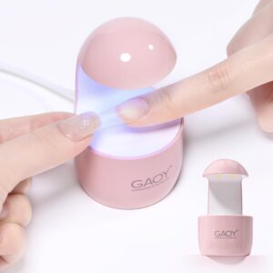 gaoy mini uv light for gel nails, small nail cure light, eggshell led nail lamp, usb nail dryer for fast curing, pink