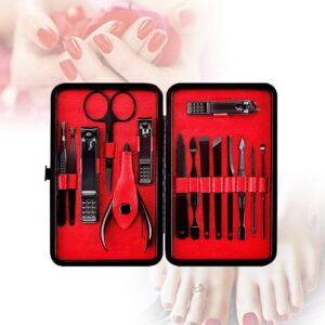 Nail Clippers Sets High Precisio Stainless Steel Nail Cutter Pedicure Kit Nail File Sharp Nail Scissors and Clipper Manicure Pedicure Kit Fingernails & Toenails with Portable stylish case (Black)