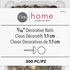 Dritz Home 44253 Smooth Decorative Nails, 7/16-Inch, Antique Brass (300-Piece)