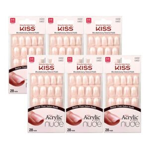 kiss salon acrylic nude 28 nails (6 pack, kan03)