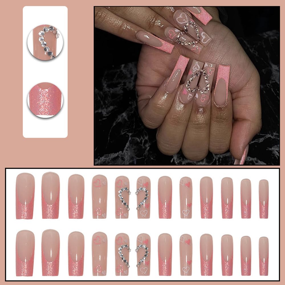 LTTECH Fake Nails Almond Glue on Nails, False Nails with Adhesive Tabs, Acrylic Nails for Women and Girls