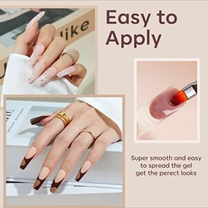 Modelones Poly Extension Gel Kit – 6 Colors Nude Pink Skin Tones Brown Poly Nail Gel Kit with Nail Lamp Complete Kit Nail Thickening Solution DIY at Home