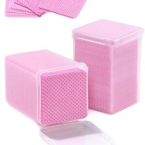 TEOYALL Lint Free Nail Wipes, 400 PCS Non-Woven Fabric Nail Cleaning Pads Pink Lash Extensions Glue Cleaning Wipes Nail Salon Supplies (400 PCS)