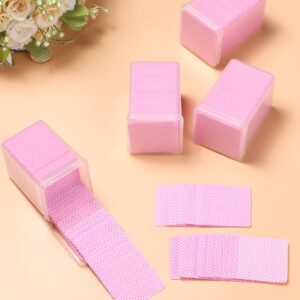 TEOYALL Lint Free Nail Wipes, 400 PCS Non-Woven Fabric Nail Cleaning Pads Pink Lash Extensions Glue Cleaning Wipes Nail Salon Supplies (400 PCS)