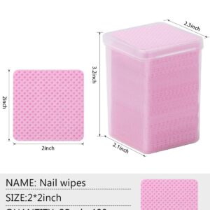 TEOYALL Lint Free Nail Wipes, 400 PCS Non-Woven Fabric Nail Cleaning Pads Pink Lash Extensions Glue Cleaning Wipes Nail Salon Supplies (400 PCS)