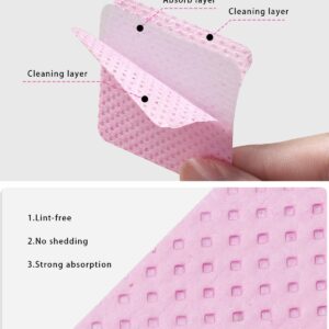 TEOYALL Lint Free Nail Wipes, 400 PCS Non-Woven Fabric Nail Cleaning Pads Pink Lash Extensions Glue Cleaning Wipes Nail Salon Supplies (400 PCS)