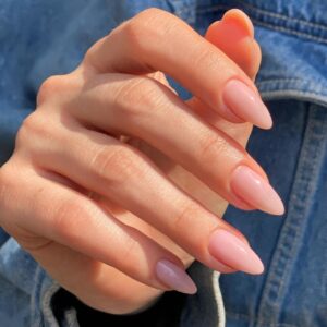 Light Pink Press on Nails Medium Fake Nails,KXAMELIE Almond Nails Glue on,Salon Perfect Press on Nails Almond Shaped,Glossy Medium Glue Nails for Women Girls in 12 Sizes,24Pcs Valentines Nails