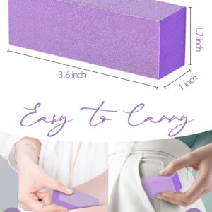 Maryton Nail Buffer Block, Medium/Fine Grit 100/180 Finishing Buffers for Acrylic Nails Gel Polish Nails, 3 Way Professional Pedicure Manicure Buffer Kits, 5 Count (Purple)