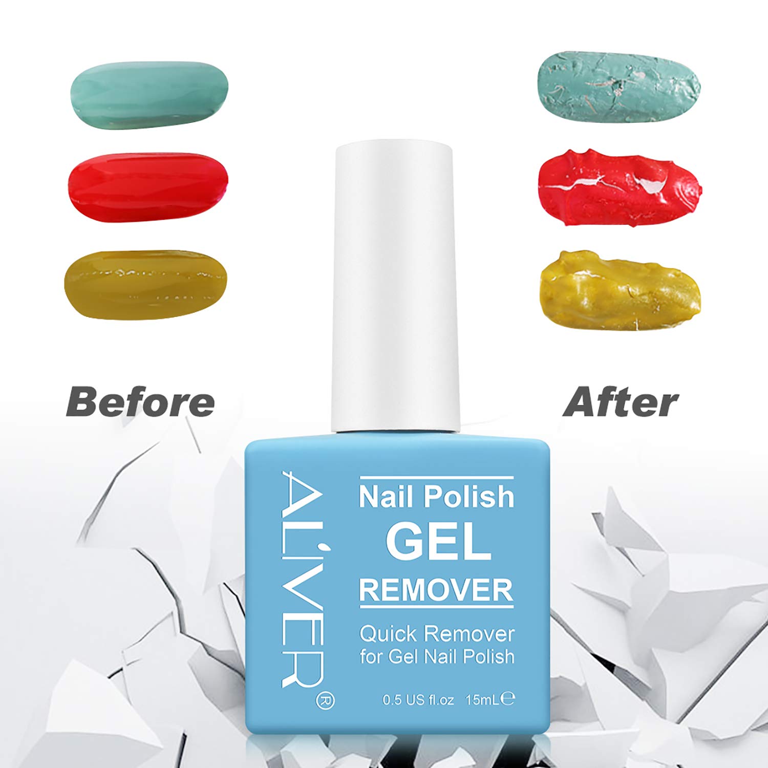 Gel Nail Polish Remover, Nail Polish Remover for Gel Nails, Ultra-Powerful Nail Polish Remover for Natural, Soak-Off Gel Polish in 2-5 Minutes (with 1Pcs Cuticle Pusher and Nail Polish Scraper)