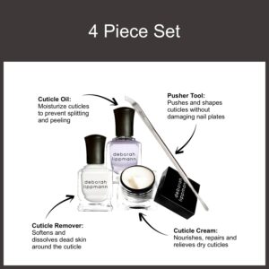 Deborah Lippmann Cuticle Lab | Cuticle Oil, Remover and Pusher with Repair Cream | No Soaking, No Peeling, No Nipping | 4-Piece Set