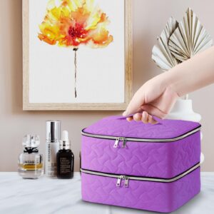 Nail Polish Organizer Case Holds 42 Bottles (15ml/0.5 fl.oz), Double-Layer Nail polish storage with Adjustable Dividers, Portable Nail Polish Bag for Nail Gel Nail Lamp and Manicure Tools, Purple