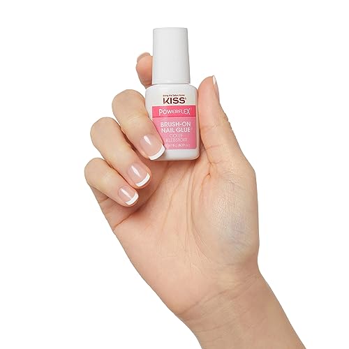 KISS PowerFlex Brush-On Nail Glue for Press On Nails, Ultra Hold Flex Formula Nail Adhesive, includes One Bottle 5g (0.17 oz.) with Twist-Off Cap & Brush Applicator