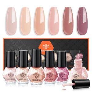 modelones nail polish set 6 colors pink skin tones brown manicure diy nail art salon gift for women girl