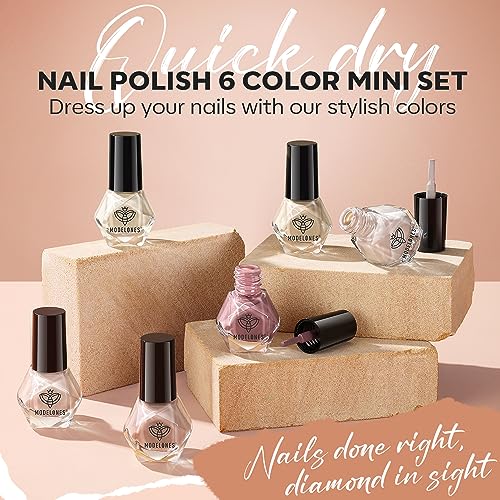 modelones Nail Polish Set 6 Colors Pink Skin Tones Brown Manicure DIY Nail Art Salon Gift for Women Girl