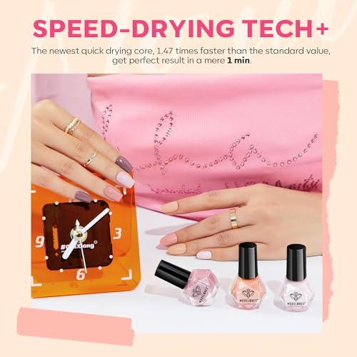 modelones Nail Polish Set 6 Colors Pink Skin Tones Brown Manicure DIY Nail Art Salon Gift for Women Girl