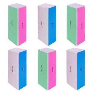 4 Way Nail Buffer Block (6 pcs), Nail Shine Buffers Blocks Files for Natural and Acrylic Nails Smoother Buffing Block Polisher Fingernail File Buffer 120/240/600/3000 Grit for Buffing Shinning