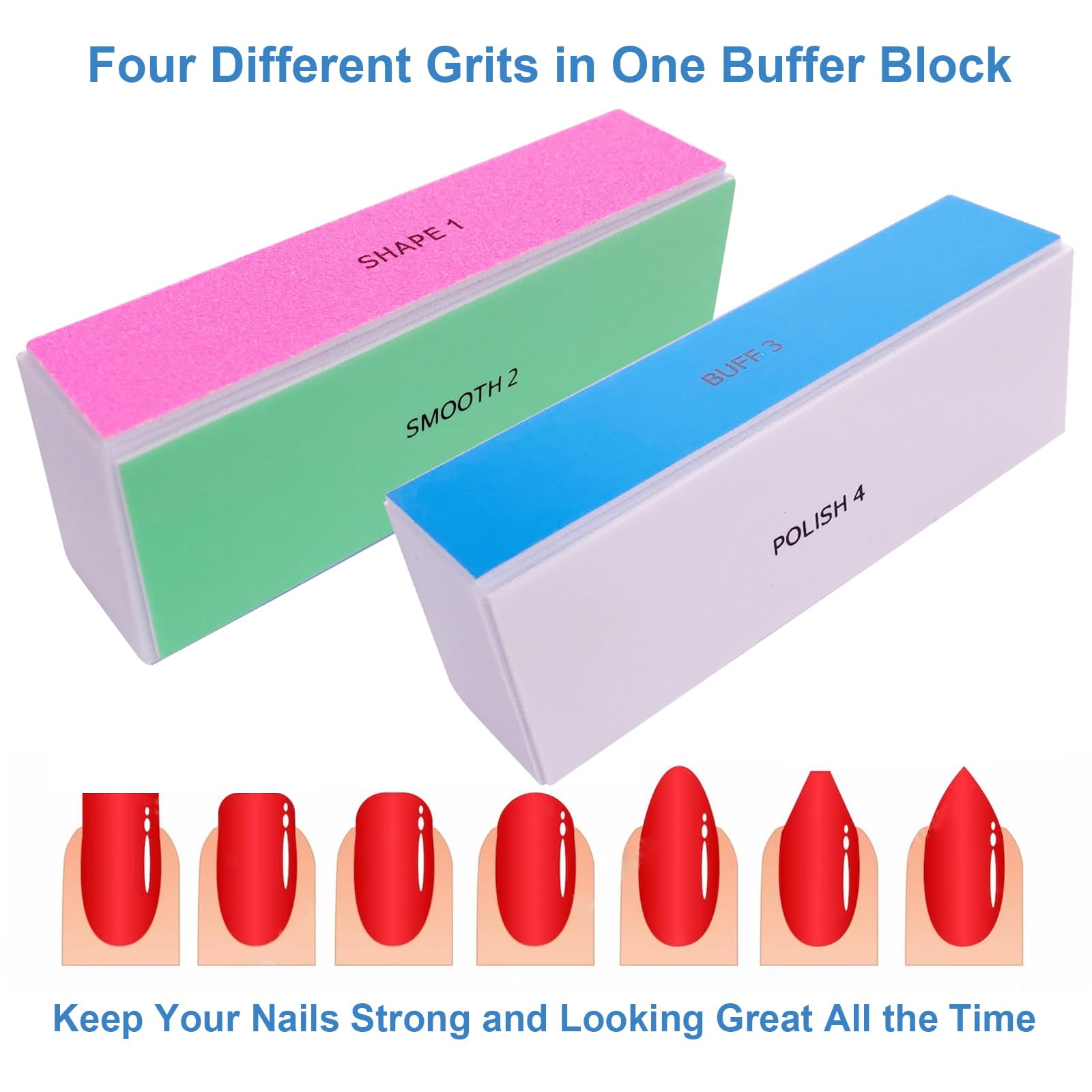 4 Way Nail Buffer Block (6 pcs), Nail Shine Buffers Blocks Files for Natural and Acrylic Nails Smoother Buffing Block Polisher Fingernail File Buffer 120/240/600/3000 Grit for Buffing Shinning