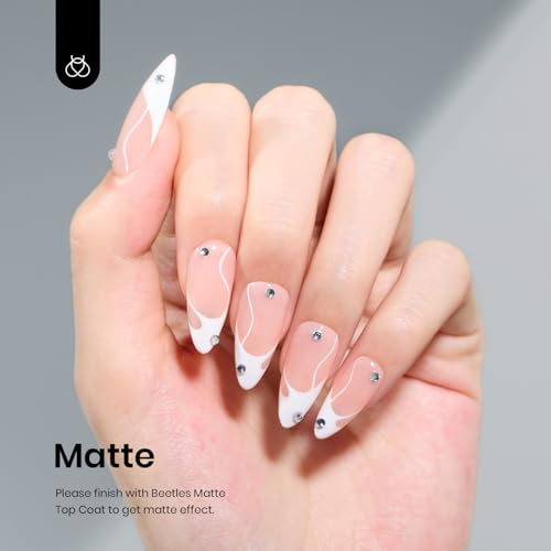 Beetles Gel Nail Polish, 1 Pcs 15ml White Color Soak Off Gel Polish Nail Art Manicure Salon DIY Gel Nail Design Decoration at Home Nail Lamp Needed Nails Manicure Kit Gift