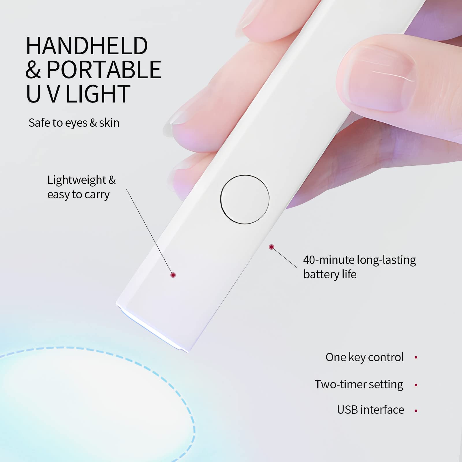 SAVILAND U V Light for Nails: Handheld Gel X Lamp for Gel Nails Flash Cure Lamp for Gel Nails LED Nail Lamp Portable Mini Nail Dryer Gel Polish Nail Glue Gel USB Flashlight Home DIY Manicure Nail Art