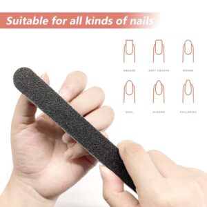 20 Pack 100/180 Grit Nail Files, Black Professional Reusable Emery Boards Manicure Tool for Acrylic Nails, Nail Buffering Files