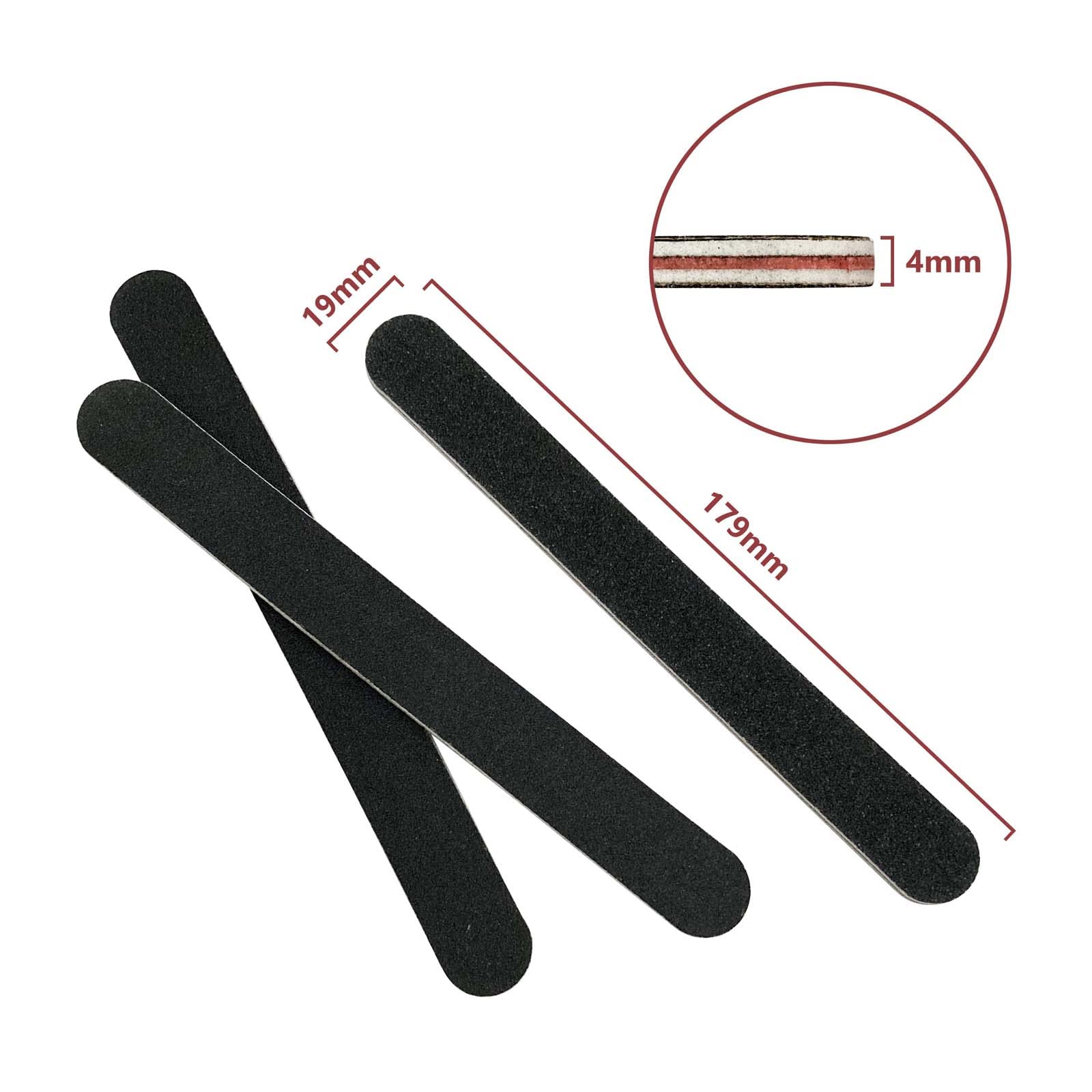 20 Pack 100/180 Grit Nail Files, Black Professional Reusable Emery Boards Manicure Tool for Acrylic Nails, Nail Buffering Files