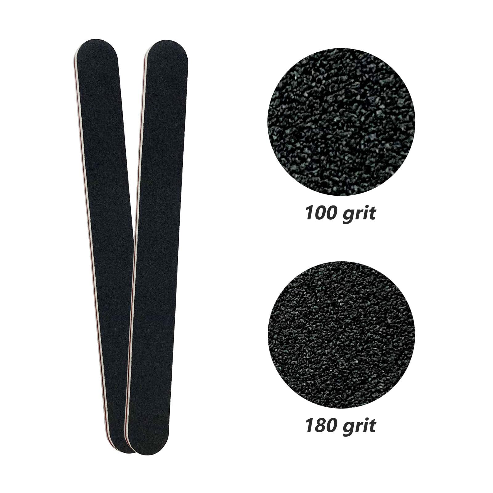 20 Pack 100/180 Grit Nail Files, Black Professional Reusable Emery Boards Manicure Tool for Acrylic Nails, Nail Buffering Files