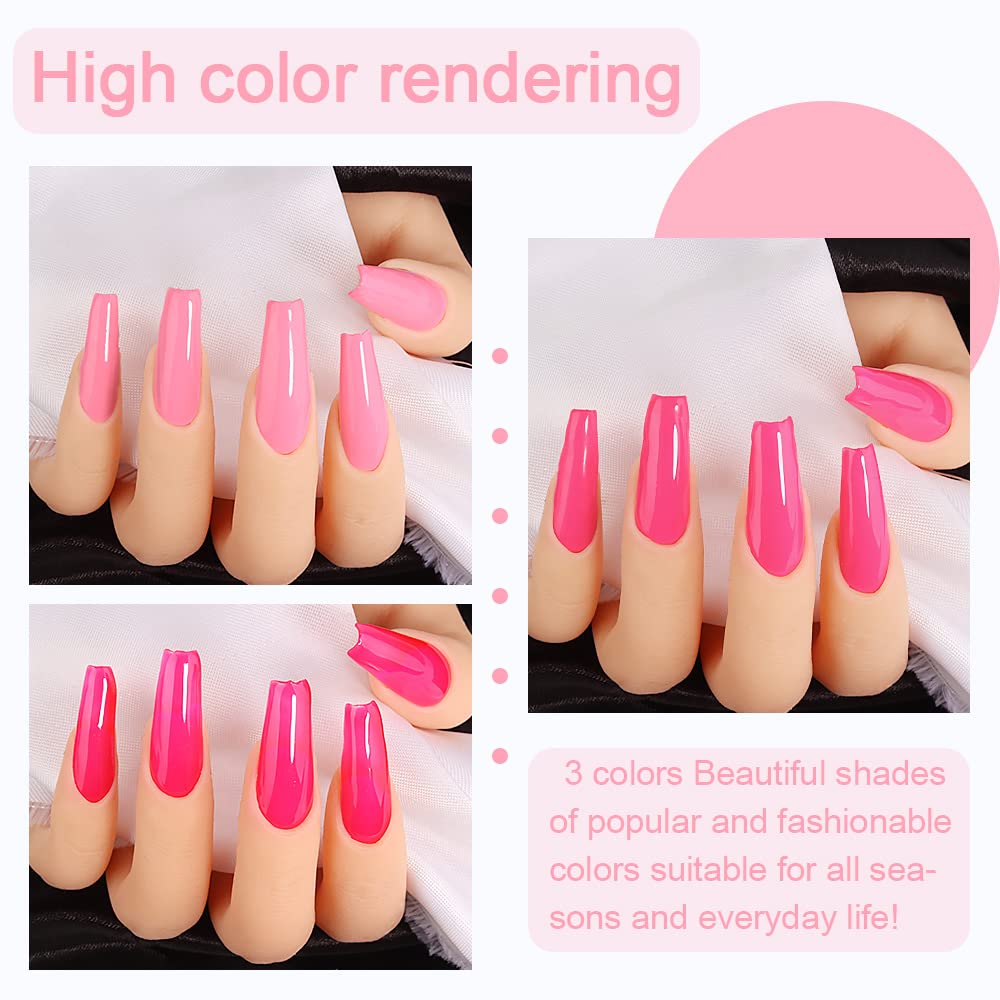 BINGBRUSH 3 Pcs Gel Nail Polish Kit, 10ML Pink Gel Polish Nail Lacquer Long Lasting High Shine Soak Off Gel Polish Set LED Nail Art Manicure Salon DIY Gel Nail Design Decoration at Home