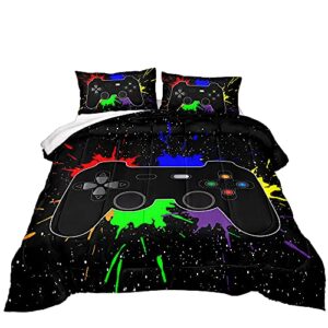 z.jian home gaming comforter for boys teen,game contoller bedding set for boys kids,down alternative comforter for all season,gamer home decor for boys comforter set (comforter-game27, twin)