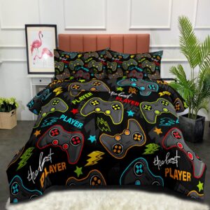 ninenine gaming comforter twin bedding sets for boys teens kids,gamepad gamer bedding set game contoller video game comforter set-includes 1 comforter with matching pillowcase