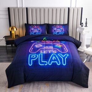 helloosuu teen boy comforter set queen,kids comforter set for boys,gamer bedding sets for boys,boys queen bedding set,gaming comforter sets including 1 gaming comforter&2 pillowcases