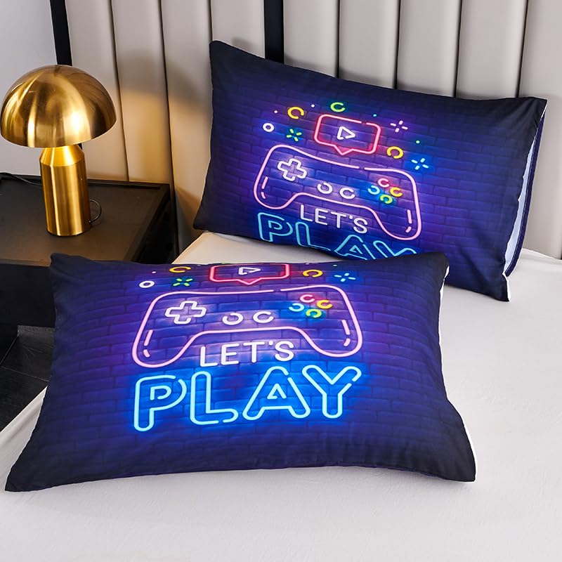 Helloosuu Teen Boy Comforter Set Queen,Kids Comforter Set for Boys,Gamer Bedding Sets for Boys,Boys Queen Bedding Set,Gaming Comforter Sets Including 1 Gaming Comforter&2 Pillowcases