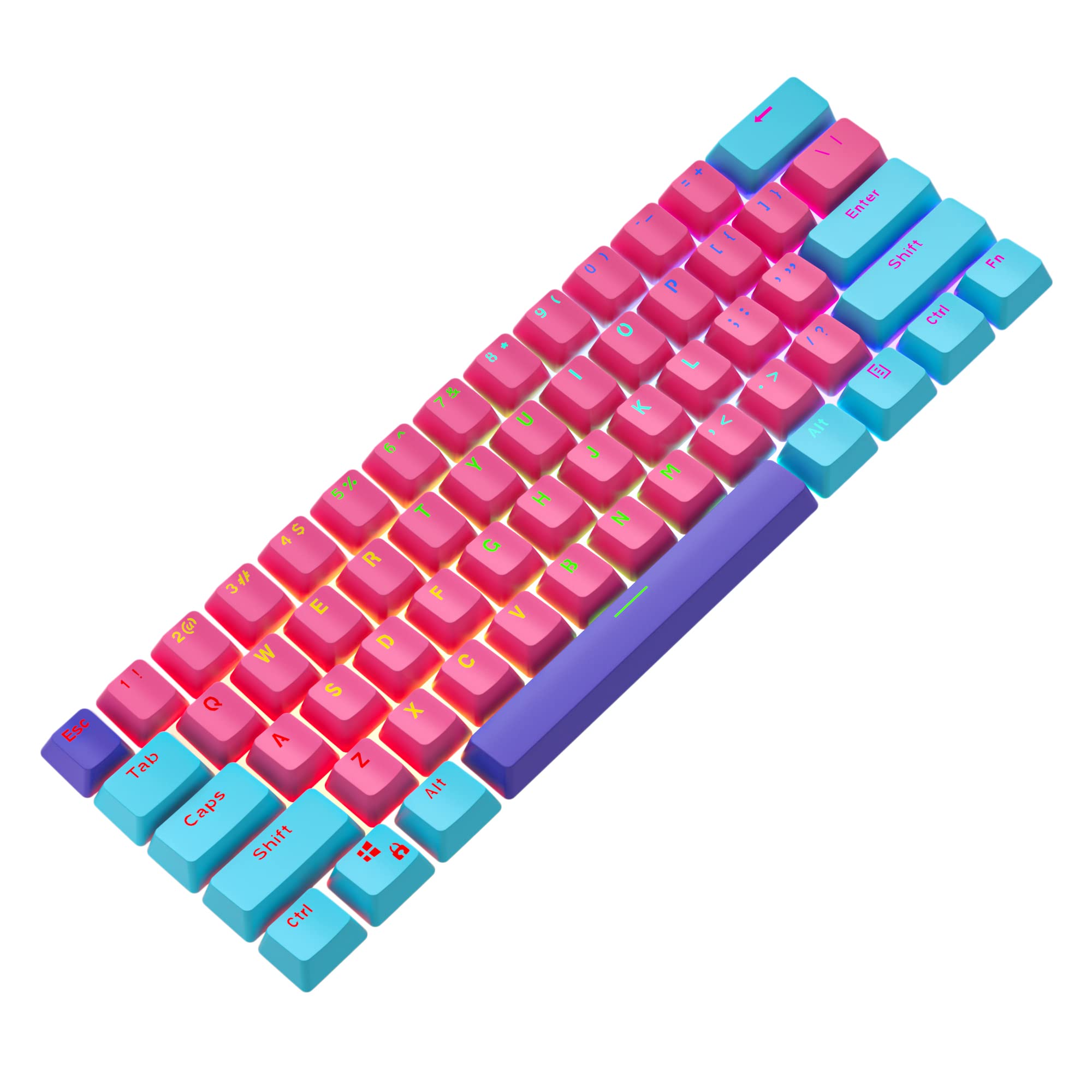 Ussixchare Keycaps 60 Percent 104 Backlit PBT Key Cap Set for 60% Gaming Keyboard Gateron Kailh MX Switches(Ahri)