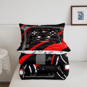 Feelyou Red Gamer Comforter Set for Boys Gaming Bedding Set for Kids Down Alternative Gamepad Comforter Gamer Decor for Boys Game Contoller Duvet Set Room Decor Quilt Set Twin Size