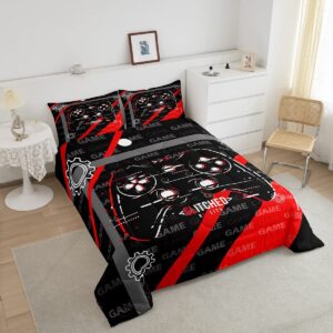 Feelyou Red Gamer Comforter Set for Boys Gaming Bedding Set for Kids Down Alternative Gamepad Comforter Gamer Decor for Boys Game Contoller Duvet Set Room Decor Quilt Set Twin Size