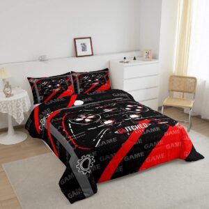 Feelyou Red Gamer Comforter Set for Boys Gaming Bedding Set for Kids Down Alternative Gamepad Comforter Gamer Decor for Boys Game Contoller Duvet Set Room Decor Quilt Set Twin Size