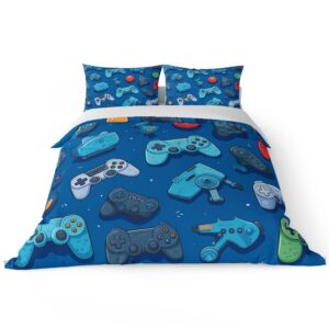 Placitiume Gamepad Bedding Set Gamer Duvet Cover Set with Gaming Controller Design Video Games Bedding Quilt Cover Set with Decorative Design, No Comforter