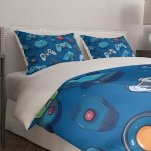 Placitiume Gamepad Bedding Set Gamer Duvet Cover Set with Gaming Controller Design Video Games Bedding Quilt Cover Set with Decorative Design, No Comforter