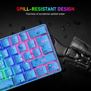 SELORSS Blue 60% True Mechanical Gaming Keyboard and Mouse Combo,20 RGB Chroma Backlit Type C Wired 62 Keys Mini Keyboard,Lightweight Gaming Mouse and Mouse Pad for Gamers and Typists