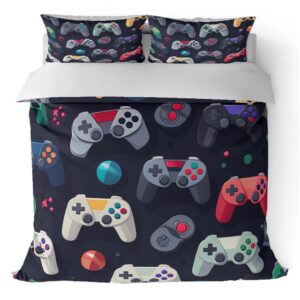 Placitiume Boys' Gamer Bedding Set - Gaming Duvet Cover Set - Video Games Comforter Cover Set Kids Gaming Duvet Cover Set with Gamepad Controller Design, No Comforter