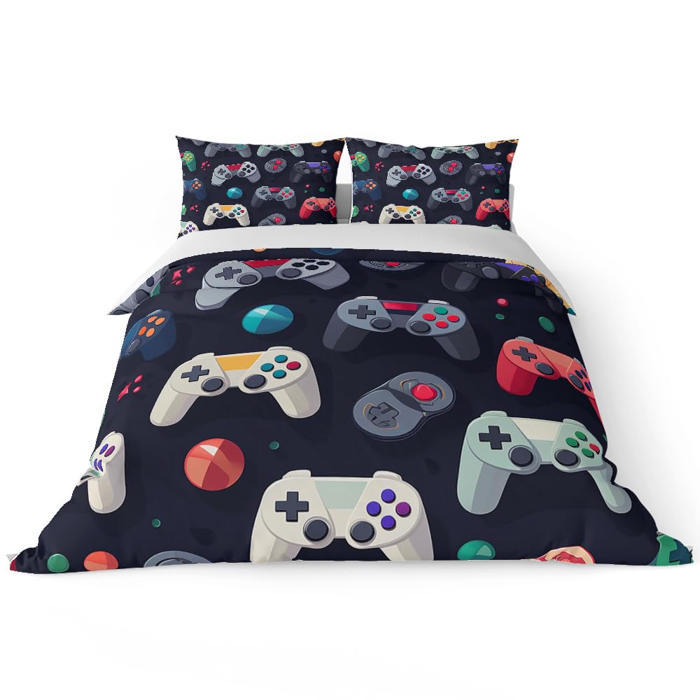 Placitiume Boys' Gamer Bedding Set - Gaming Duvet Cover Set - Video Games Comforter Cover Set Kids Gaming Duvet Cover Set with Gamepad Controller Design, No Comforter