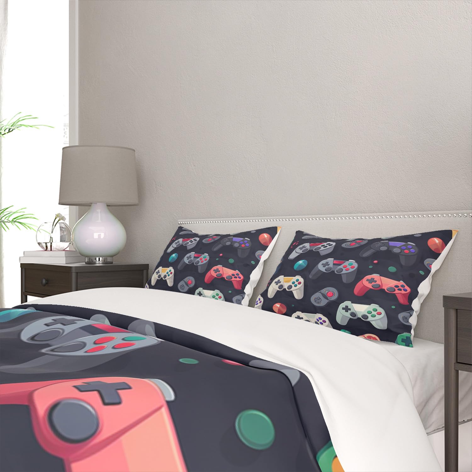 Placitiume Boys' Gamer Bedding Set - Gaming Duvet Cover Set - Video Games Comforter Cover Set Kids Gaming Duvet Cover Set with Gamepad Controller Design, No Comforter