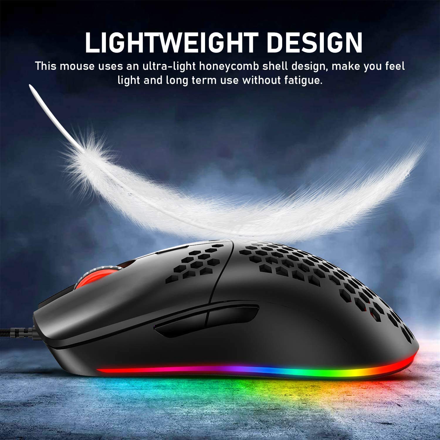 Gaming Keyboard and Mouse and Wrist Rest,4 in 1 Gaming Set,Rainbow LED Backlit Wired Gaming Keyboard,RGB Backlit 6400 DPI Lightweight Gaming Mouse with Honeycomb Shell,Mouse Pad for PC Gamer-Black