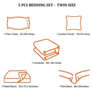 5 Pieces Bed in a Bag for Gaming Bedding Set,Boys Gamer Comforter Set with Flat Sheet,Fitted Sheet,Pillowcases,Cushion Cover,Game Console Pattern Bed Set for Kids Boys Room Decor