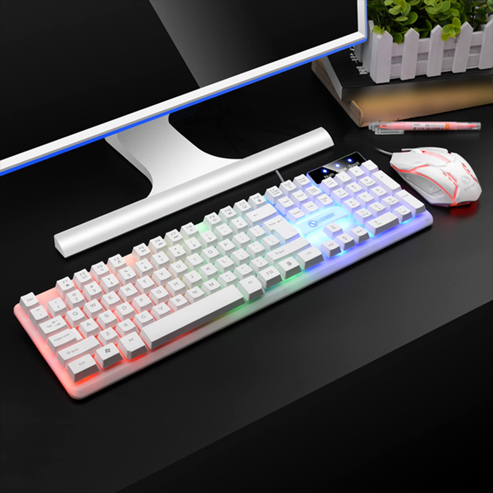 104 Key Gaming Keyboard and Mouse Light Up Keyboard Mechanical Keyboard Hand Feeling RGB Backlit Keyboard Gaming Accessories Portable Computer Keyboards Cool Stuff Birthday Gifts for Men Women