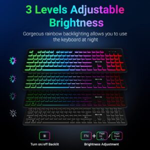 AULA Wireless Keyboard and Mouse Combo, RGB Backlit, Rechargeable & 2.4GHz Quiet Wireless Gaming Keyboard Mouse, Full-Size Ergonomic Keyboard Mouse & Mousepad Combo for PC, Windows and Mac