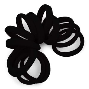 Cyndibands Seamless Hair Ties - Black - Gentle Hair Ties No Damage, Soft and Stretchy Nylon Fabric Ponytail Holders - 12 Count